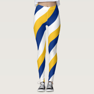 Nauru National Flag Colours Diagonal Striped Leggings