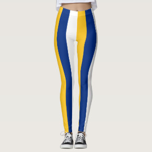 Nauru National Flag Colours Vertical Striped Leggings
