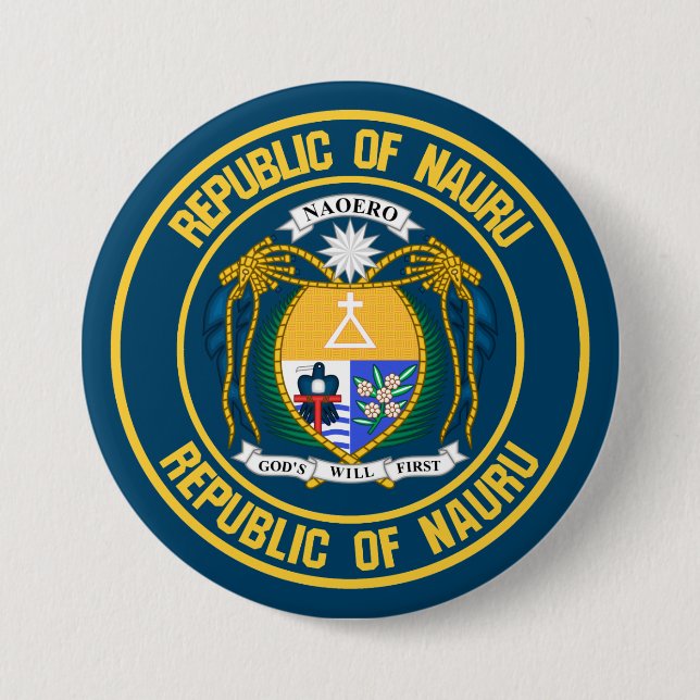 Nauru Round Emblem 7.5 Cm Round Badge (Front)