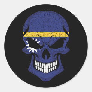Nauru Smiling Skull Flag Classic Round Sticker