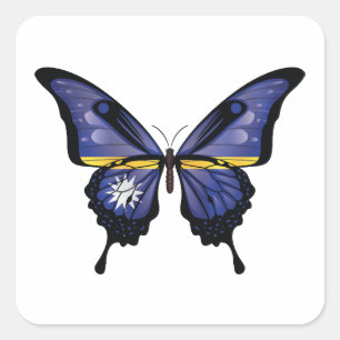 Nauru Swallowtail Butterfly Flag Square Sticker