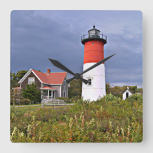Nauset Lighthouse, Cape Cod Mass Square Wall Clock