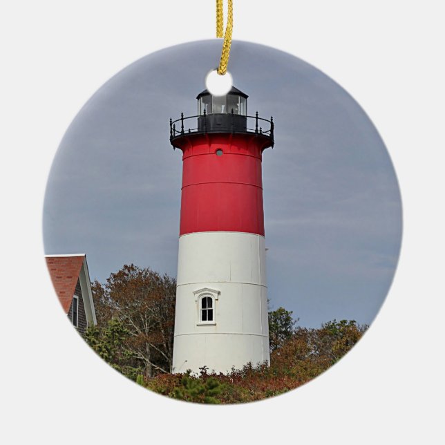 Nauset Lighthouse Ceramic Ornament (Front)