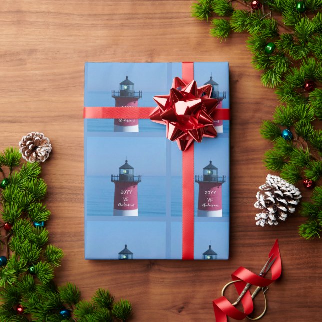 Nauset Lighthouse Dated Family Cape Cod Nautical Wrapping Paper (Holiday Gift)