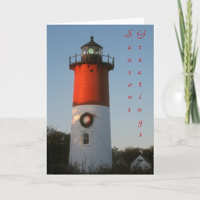 Nauset Lighthouse Season's Greetings Holiday Card (Front)