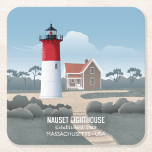 Nauset Lighthouse Square Paper Coaster