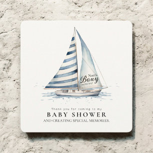 Nauti Bouy Baby Shower Sailboat Watercolor  Thank You Card