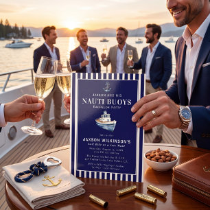 Nauti Buoy Anchor Nautical Bachelor Party Invitation