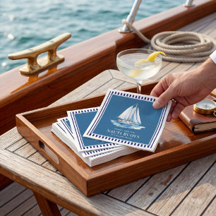 Nauti Buoys Groom's Send-off Sailboat Navy White Napkin