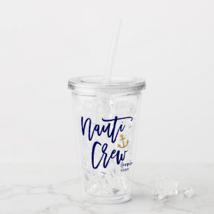 Nauti Crew Funny Blue Coastal Bridesmaid Acrylic Tumbler