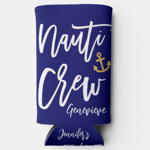 Nauti Crew Funny Nautical Bridesmaid Seltzer Can Cooler