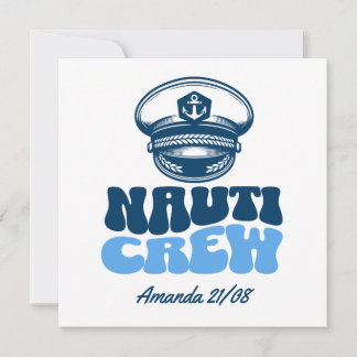nauti crew retro blue invitation