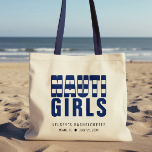 Nauti Girls Striped Bachelorette Party Tote Bag