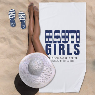 Nauti Girls White Bachelorette Party Beach Towel