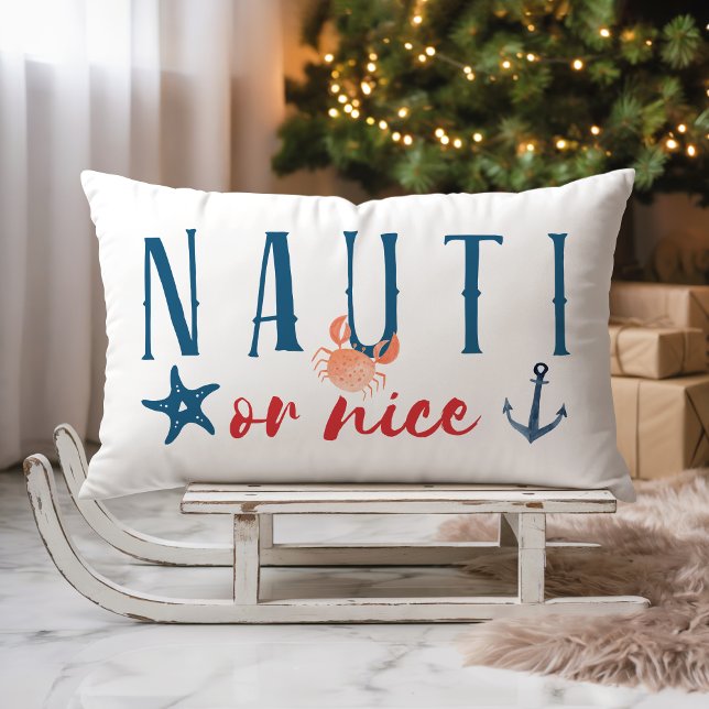 Nauti or Nice Coastal Christmas Lumbar Cushion (Creator Uploaded)