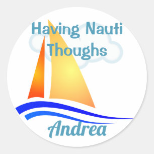 Nauti Thoughts Nautical Sailboat Classic Round Sticker