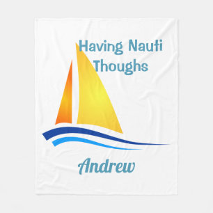 Nauti Thoughts Nautical Sailboat Fleece Blanket