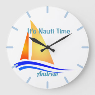 Nauti Thoughts Nautical Sailboat Large Clock