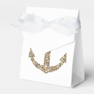 Nautial Anchor Gold Gliter Wedding Favour Boxes