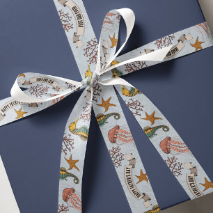 Nautical 1.5" Fathers Day Personalised Pale Blue Grosgrain Ribbon