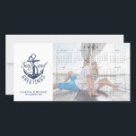 Nautical 2021 Calendar SEAS AND GREETINGS Holiday Card<br><div class="desc">CONTACT THE DESIGNER FOR THE CURRENT YEAR CALENDAR. Nautical themed holiday greeting photo and 2021 calendar card with SEAS AND GREETINGS in modern typography around a navy blue anchor. PHOTO TIP: For fastest/best results, choose a photo with the subject or important elements in the middle and/or pre-crop your image to...</div>