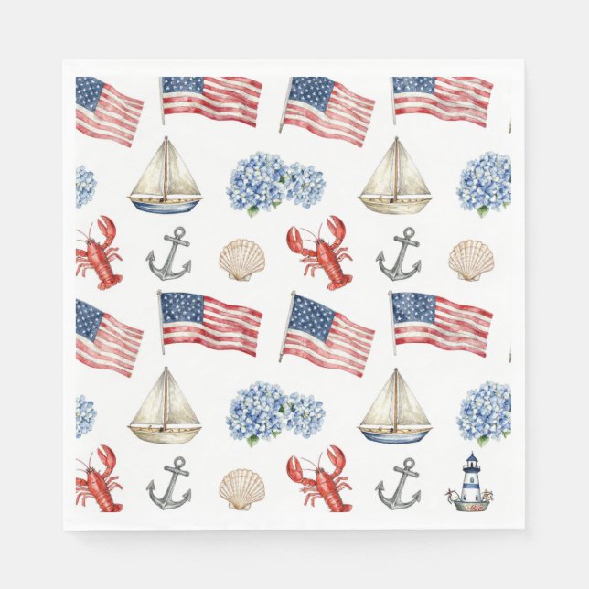 Nautical 4th of July Plates  Napkin (Front)