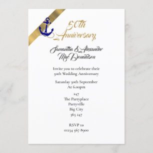 Nautical 50th wedding anniversary invitation