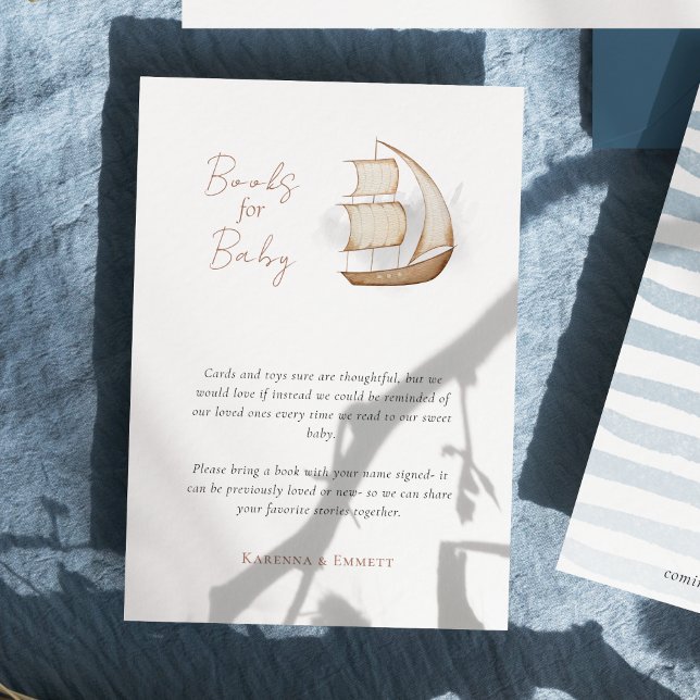 Nautical Adventure Baby Shower Books For Baby Enclosure Card (Creator Uploaded)