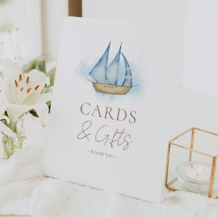 Nautical Adventure Baby Shower Cards And Gifts Pedestal Sign