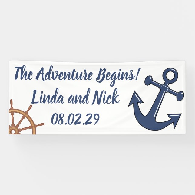 Nautical Adventure Begins Wedding Banner  (Horizontal)