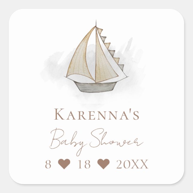 Nautical Adventure White Baby Shower Envelope Seal (Front)