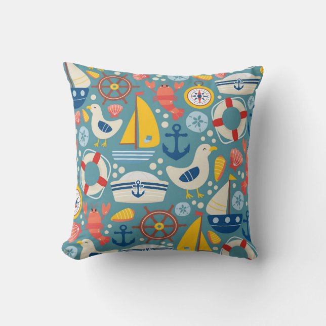 Nautical Adventures Pattern Cushion (Front)