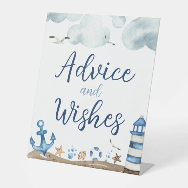 Nautical Advice And Wishes Baby Shower Sign (Front)