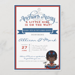 Nautical African American Baby Shower Invitation