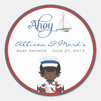 Nautical African American Baby Shower Stickers