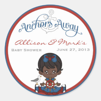 Nautical African American Baby Shower Stickers