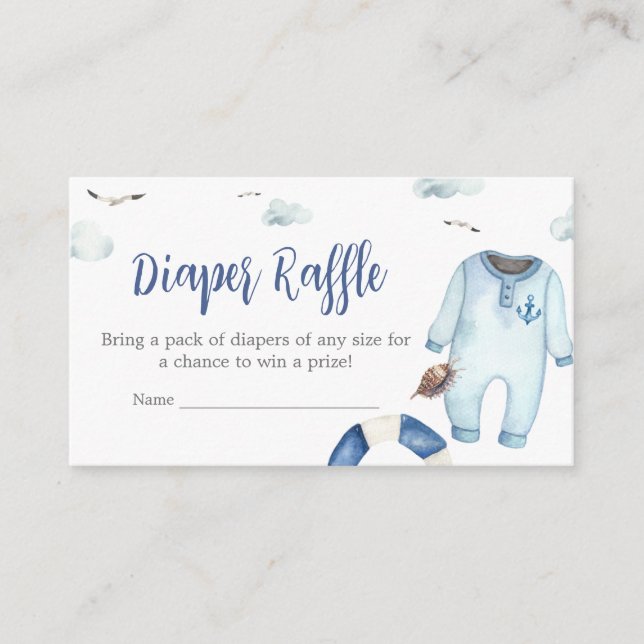 Nautical Ahoy Baby Shower Diaper Raffle Enclosure Card (Front)