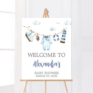 Nautical Ahoy Baby Shower Welcome Poster