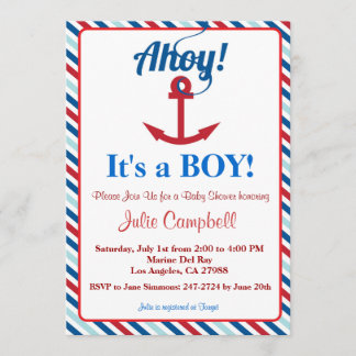 Nautical Ahoy Boy Baby Shower Invitation