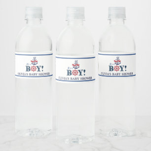 Nautical Ahoy It's a Boy Anchor Baby Shower Water Bottle Label