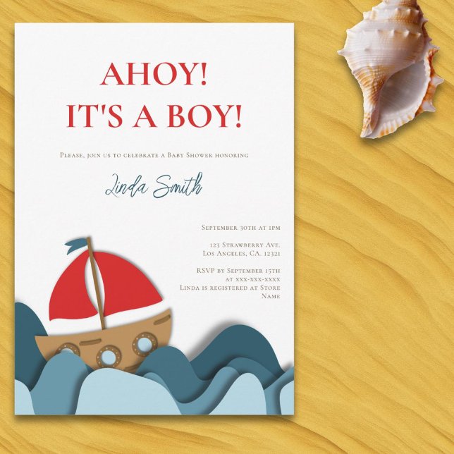 Nautical Ahoy Its a Boy Baby Shower Invitation (Creator Uploaded)