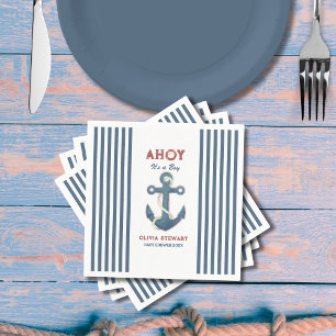 Nautical Ahoy its a boy Baby shower Invitation Napkin