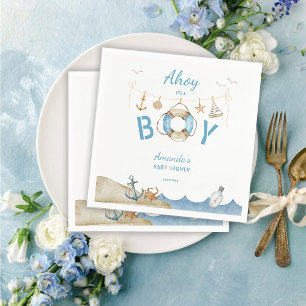 Nautical Ahoy It's a Boy Baby Shower Napkin