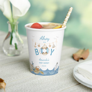 Nautical Ahoy It's a Boy Baby Shower Paper Cups