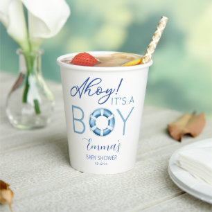 Nautical Ahoy It's A Boy Baby Shower Paper Cups