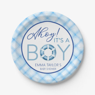 Nautical Ahoy It's A Boy Baby Shower  Paper Plate