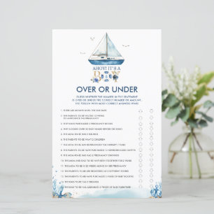 Nautical Ahoy It's a Boy Over or Under Baby Game