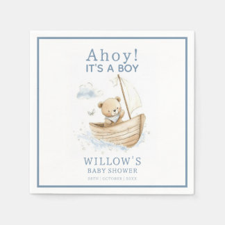 Nautical Ahoy It's A Boy Sailboat Baby Shower Napkin