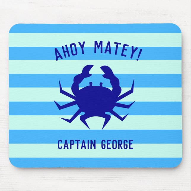 Nautical Ahoy Matey! Personalised Mousepad Beach (Front)