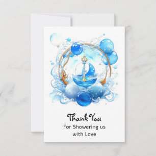 Nautical Ahoy: Nautical Theme Boy Baby Shower Thank You Card